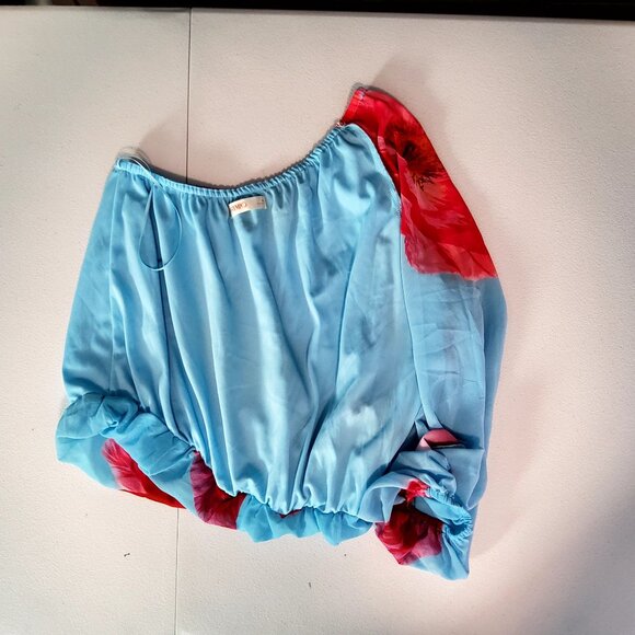 Intempo Womens Floral Chiffon Top Size M Off-shoulder design  Elastic neckline - Picture 3 of 11